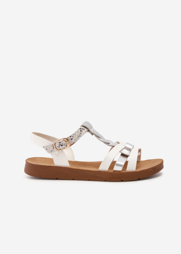White plait strap flat sandals 3
