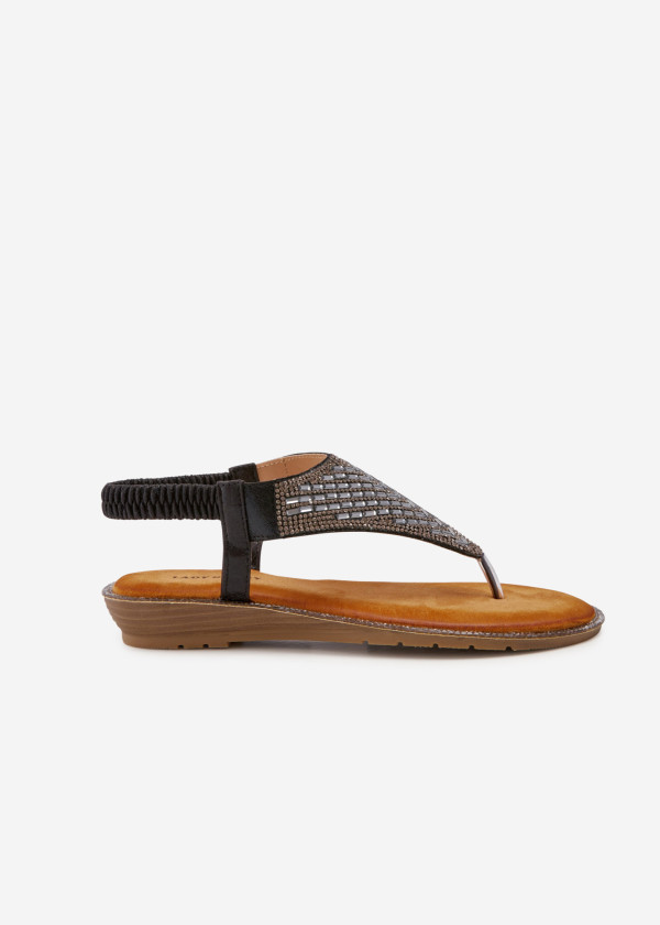 Black embellished toe post sandals 3