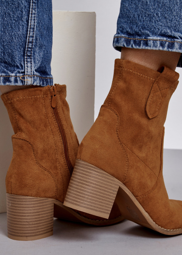 Tan rustic heeled ankle boots 1