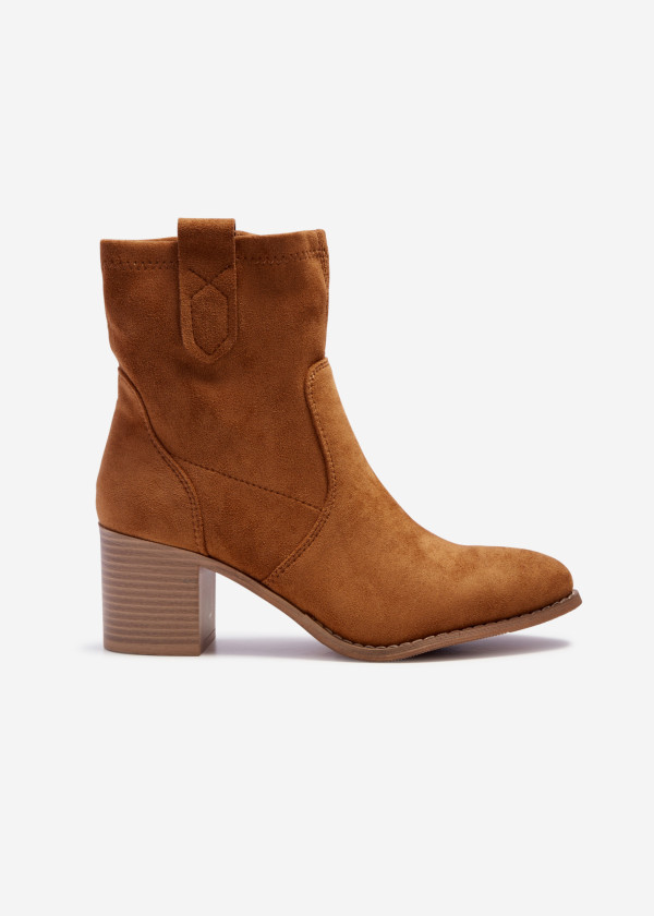 Tan rustic heeled ankle boots 3