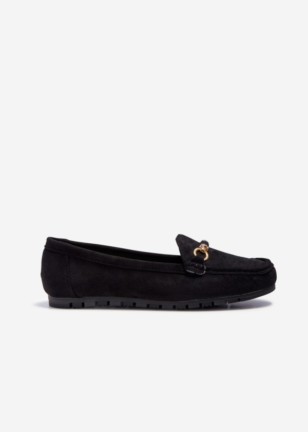 Black gold snaffle detailed loafers 3