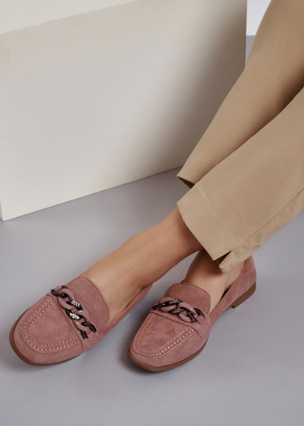 Pink chain detailed loafers 4