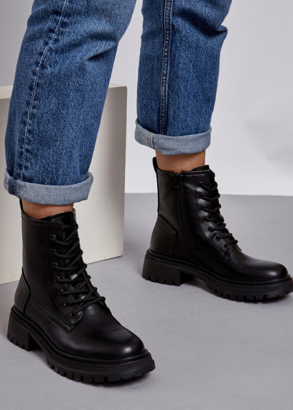 Black lace up ankle boots 1