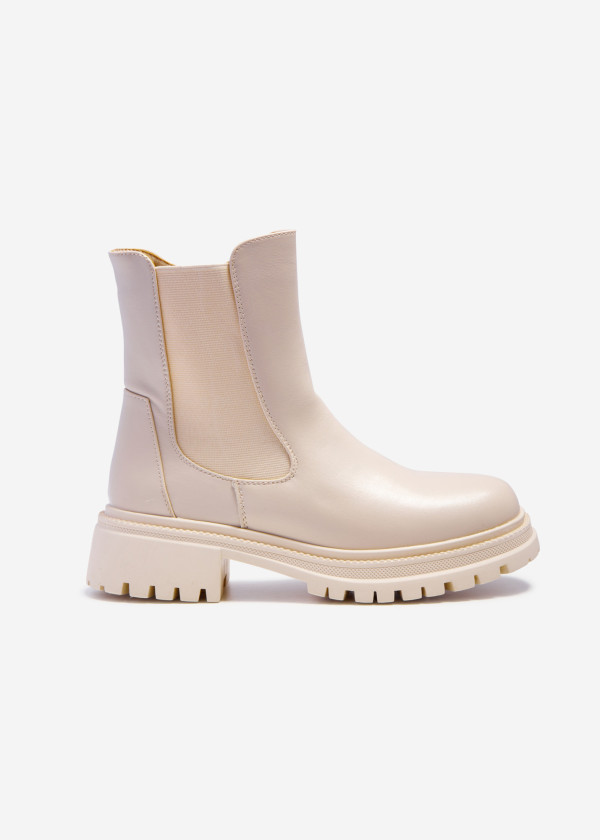 Beige chunky chelsea ankle boots 3