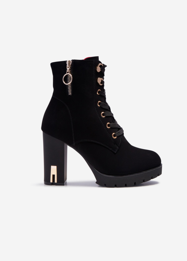 Black lace up heeled ankle boots 2