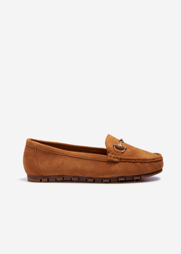 Tan snaffle detailed loafers 3