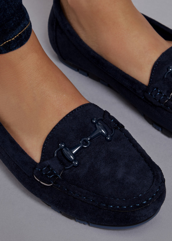 Navy snaffle detailed loafers 4