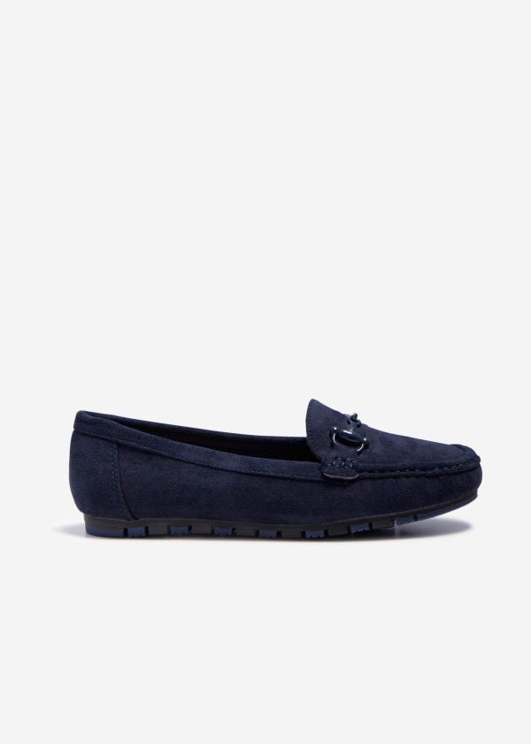 Navy snaffle detailed loafers 3