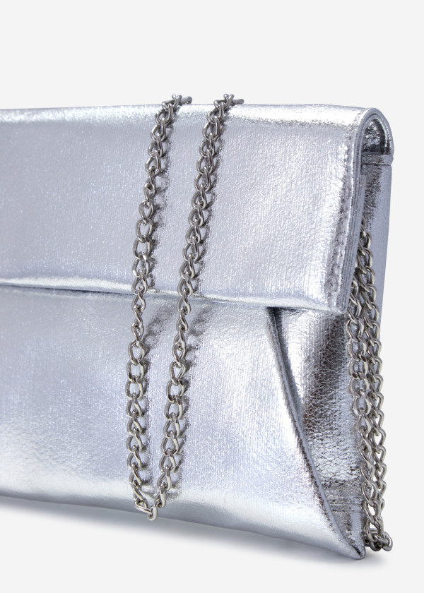 Silver metallic clutch bag 1