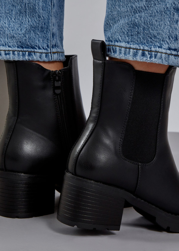Black heeled chelsea boots 1