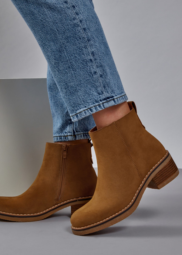 Tan heeled ankle boots