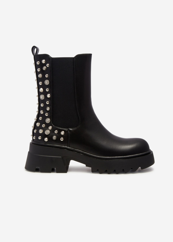 Black stud detail chunky chelsea boots 2