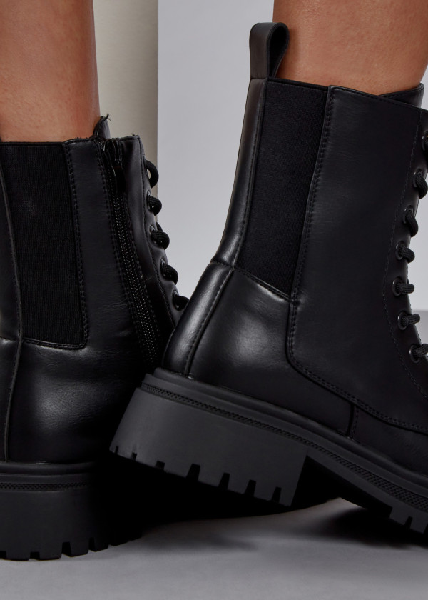 Black lace up army boots 1