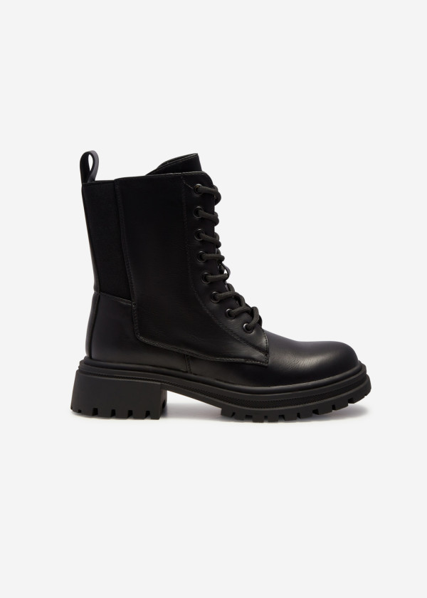 Black lace up army boots 2