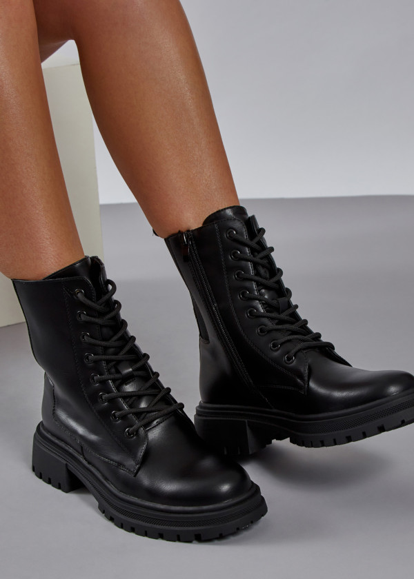 Black lace up army boots 3