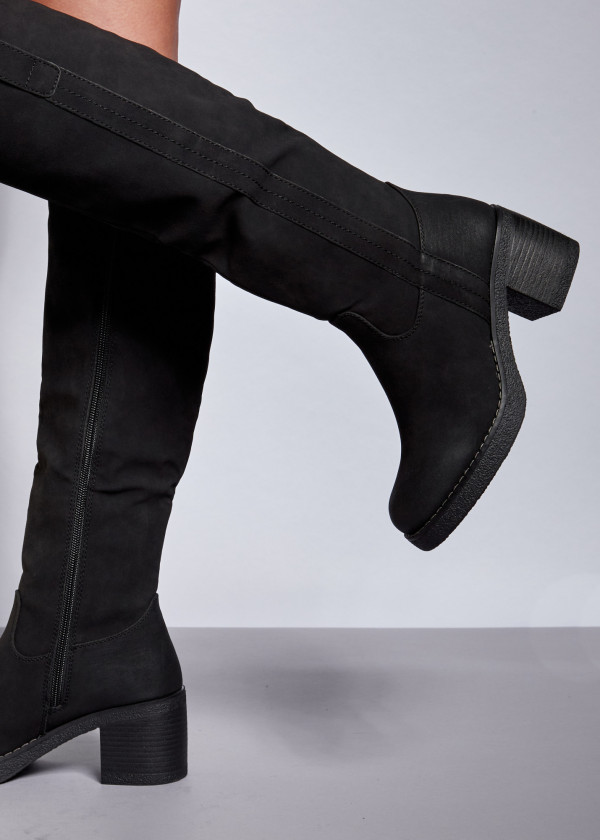 Black heeled knee high boots 1