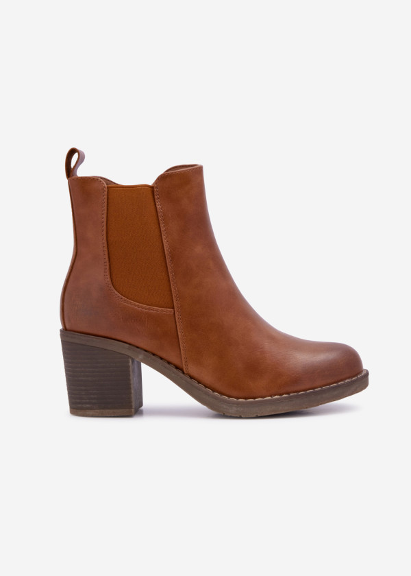 Brown tan heeled chelsea ankle boots 3