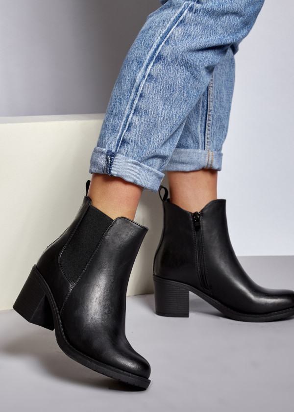 Black heeled chelsea ankle boots