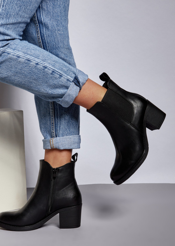 Black heeled chelsea ankle boots 1