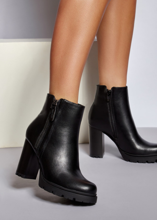 Black zip detail heeled ankle boots 4