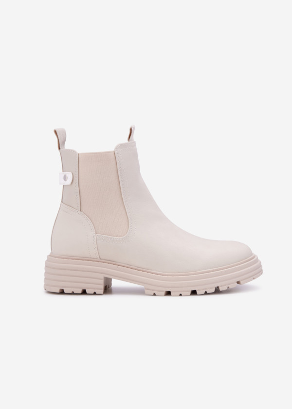 Beige chunky chelsea boots 3
