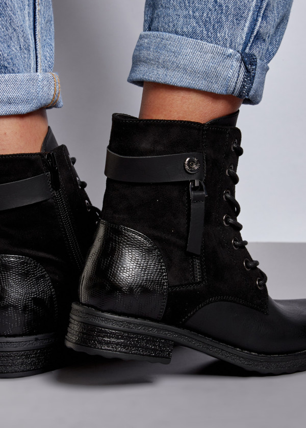 Black two toned rustic ankle boots 1
