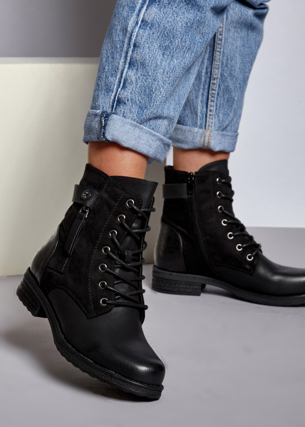Black two toned rustic ankle boots 2