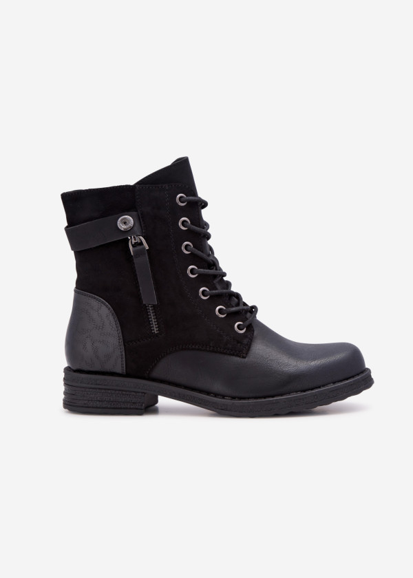 Black two toned rustic ankle boots 3