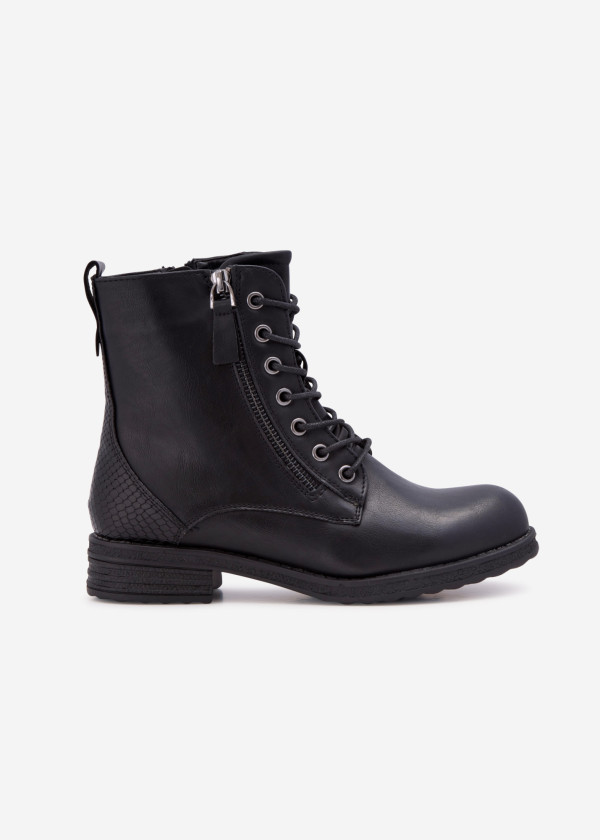 Black zip detail flat ankle boots 3