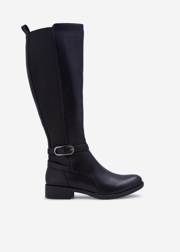 Black buckle detail knee high boots 3