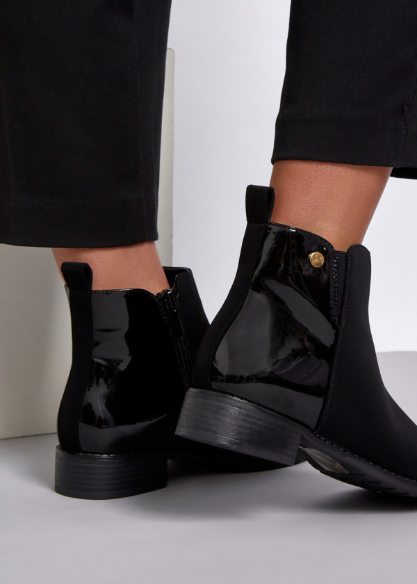 Black two toned flat ankle boots 2
