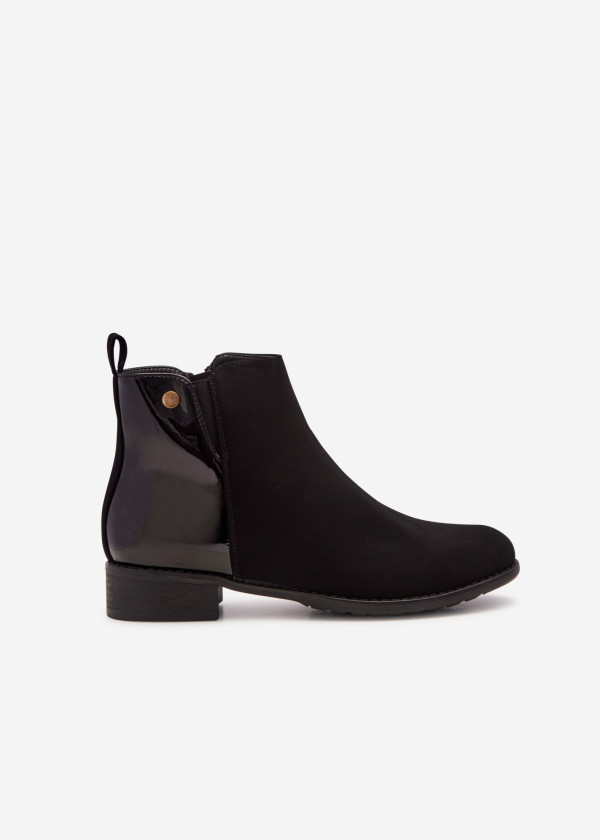 Black two toned flat ankle boots 3