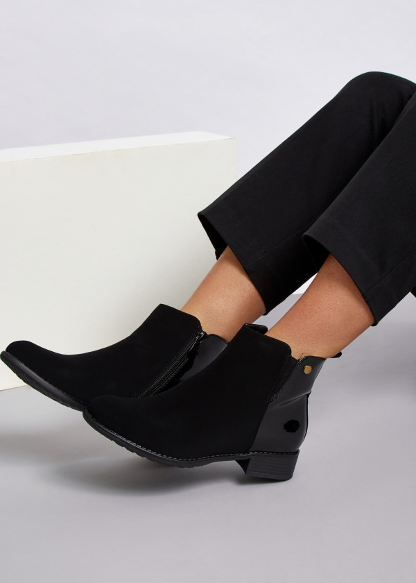 Black two toned flat ankle boots 1