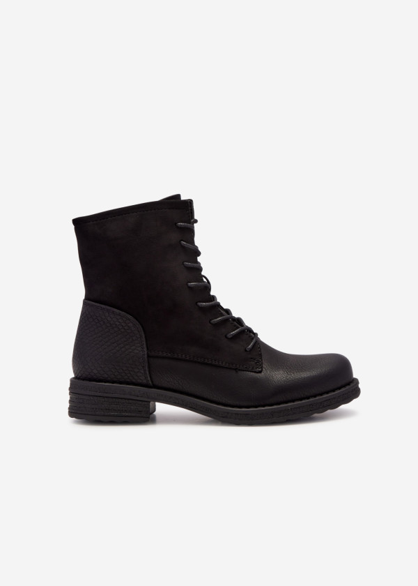 Black rustic lace up ankle boots 3