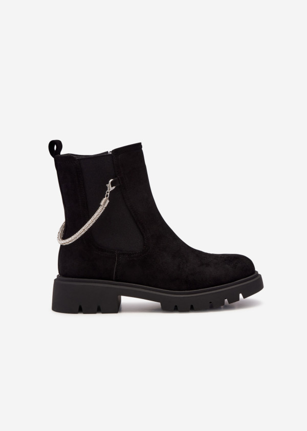Black diamante clip strap chelsea boots 3