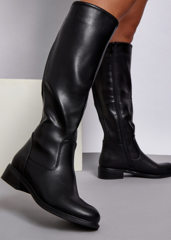 Black flat knee high boots 1