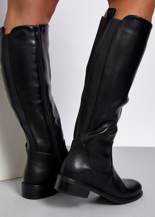 Black flat knee high boots 2