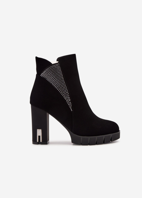 Black diamante embellished heeled ankle boots 3
