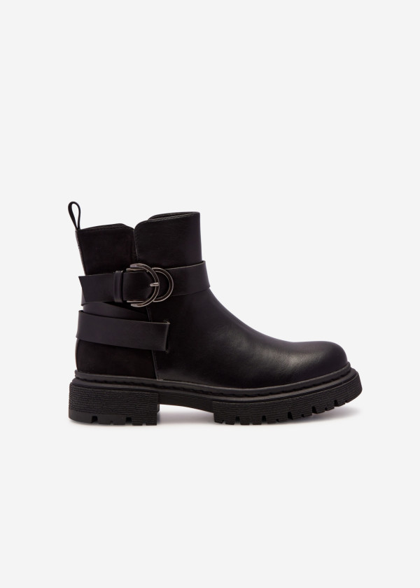 Black buckle detail ankle boots 3