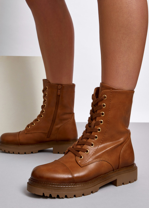 Brown tan lace up ankle boots 4
