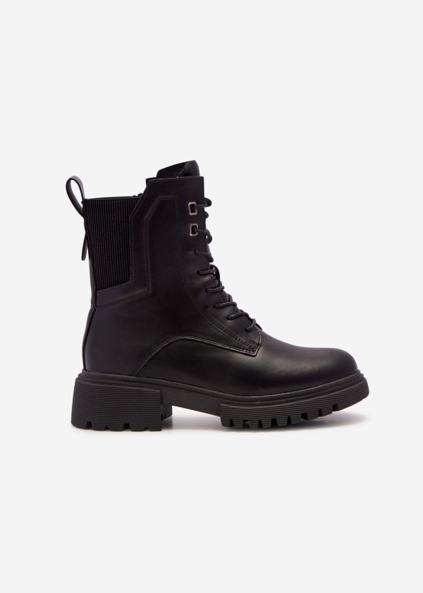 Black lace up army boots 3