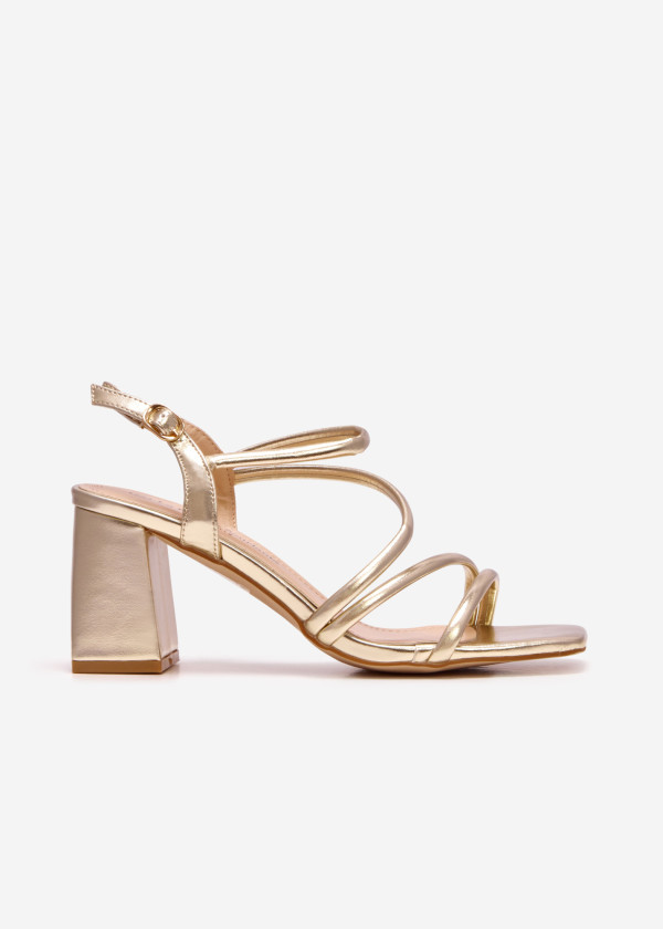 Gold strappy heeled sandal 2