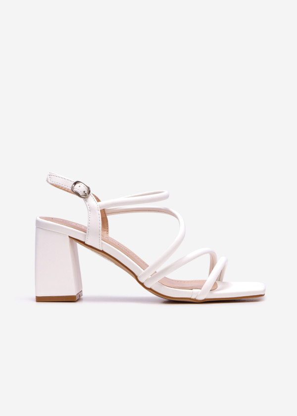 White strappy heeled sandal 3