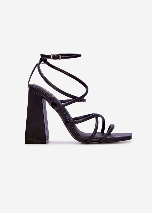 Black strappy block heeled sandal 3