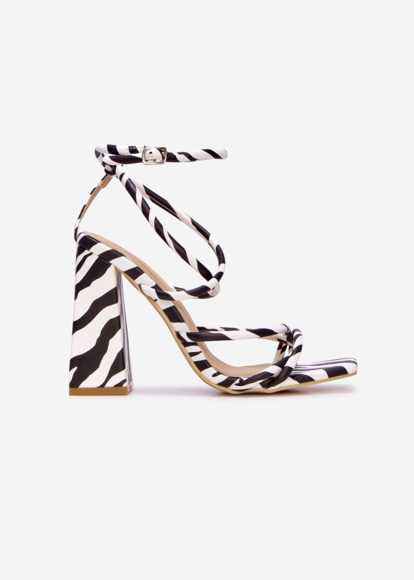 Zebra print strappy block heeled sandal 3