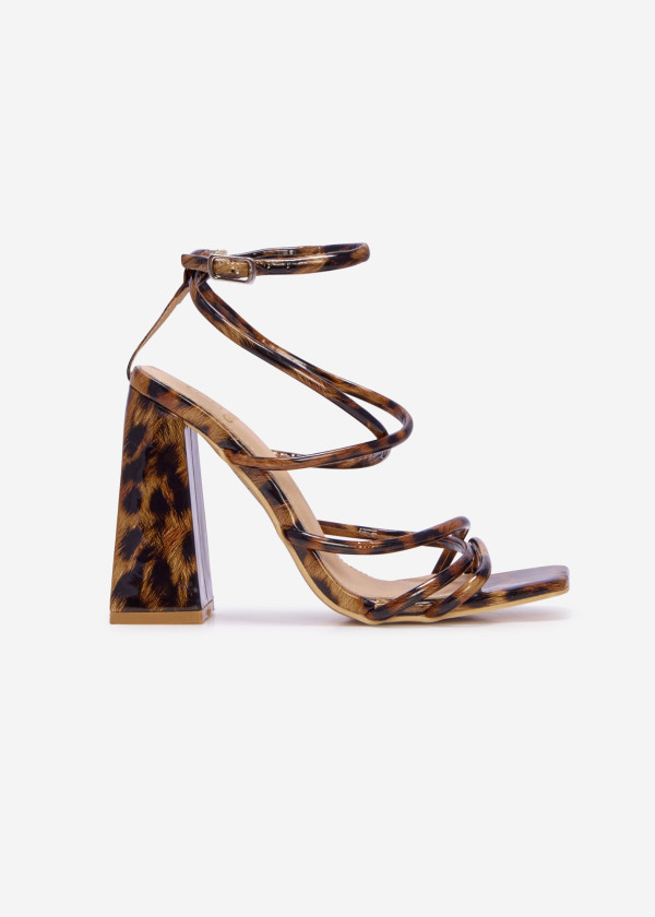 Leopard print strappy block heeled sandal 3