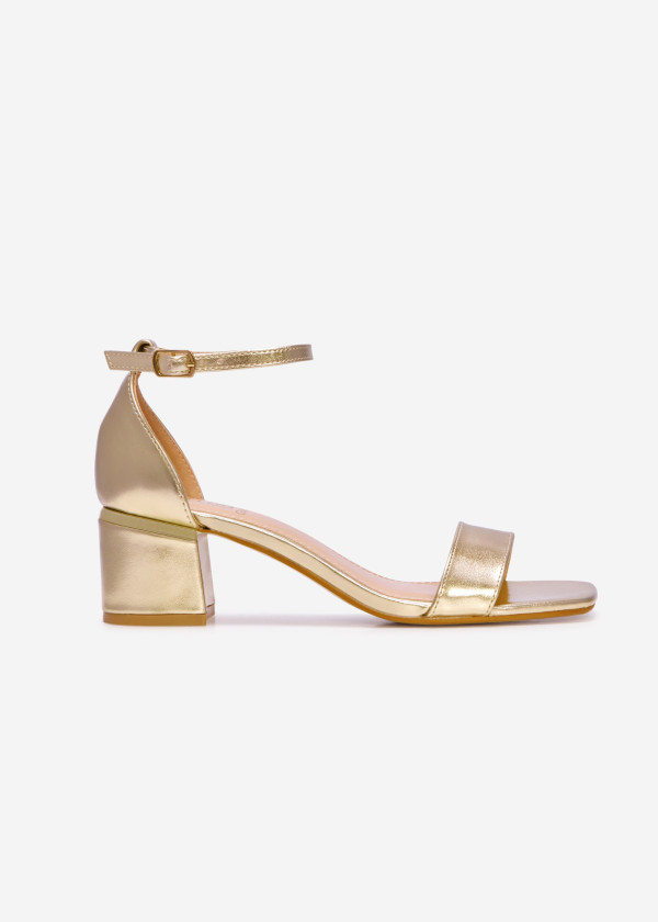 Gold block heeled sandals 3