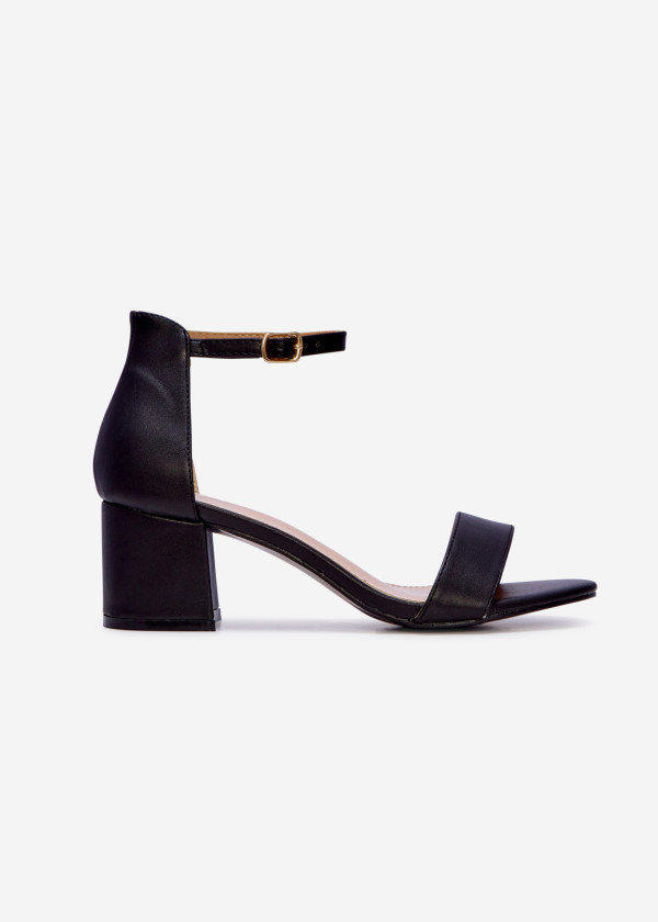 Black simple block heeled sandals 3