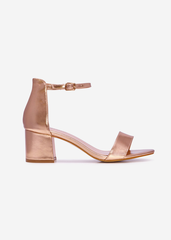 Rose gold simple block heeled sandals 3
