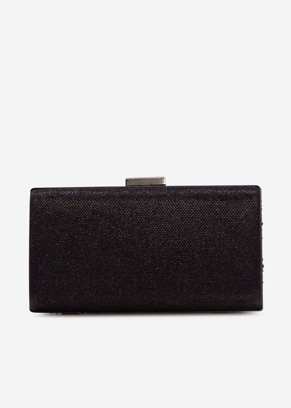 Black rhinestone embellished clutch bag 3